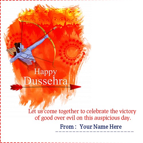 Write Name on Happy Dussehra Cards Write Name on Happy Dussehra Cards