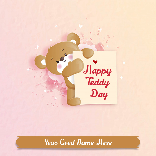 Happy Teddy Day 2026 Message Card With Name Edit