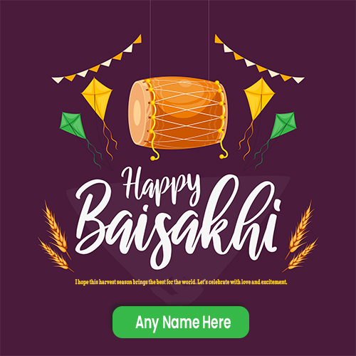 Happy Baisakhi 2024 Greeting Card With Name