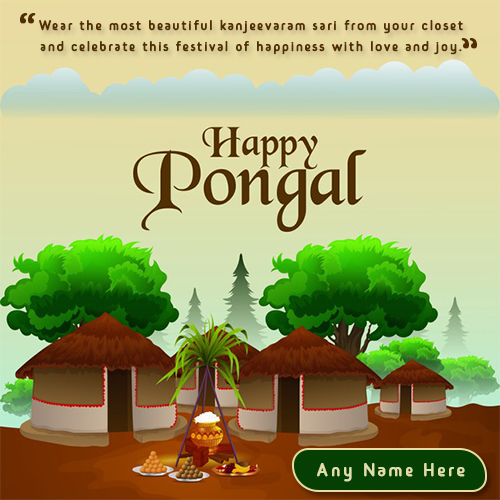 Happy Pongal Greeting Card With Name Edit