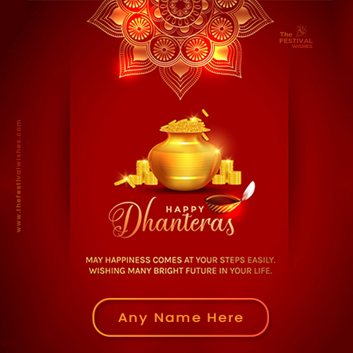 Happy Dhanteras Wishes Card 2024 With Name Editor Online
