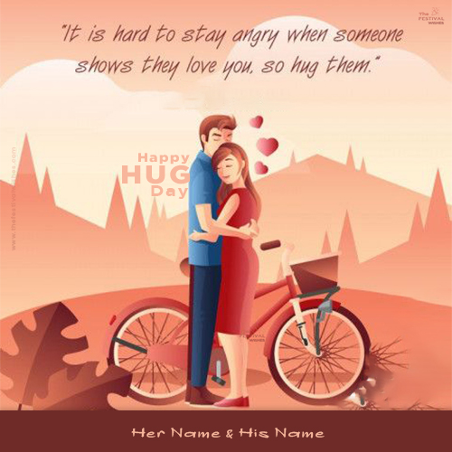 Hug Day 2025 Greeting Card Images With Name