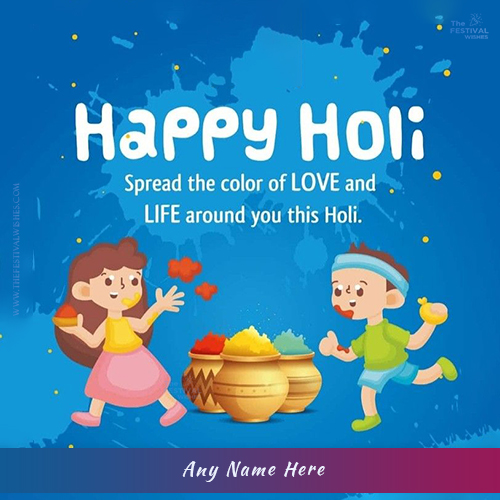 Create Name On Happy Holi Cartoon Images Card