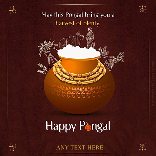 Happy Pongal 2025 Greetings Cards In English With Name