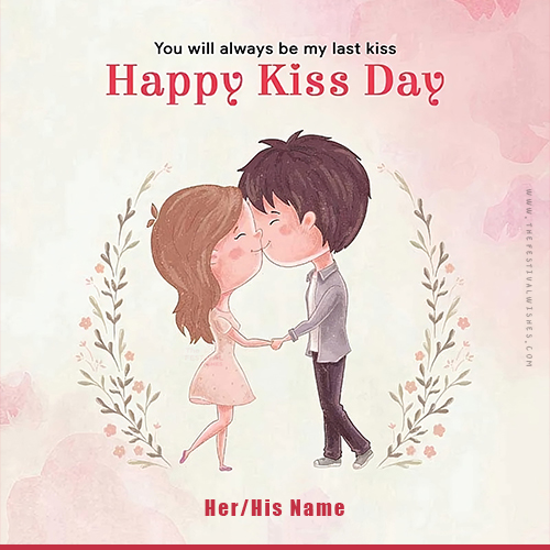 Love Filled Kiss Day Cards With Personalized Name Download