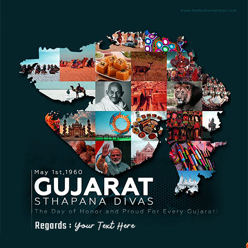 Happy Gujarat Day 2025 Quotes Images With Names In English