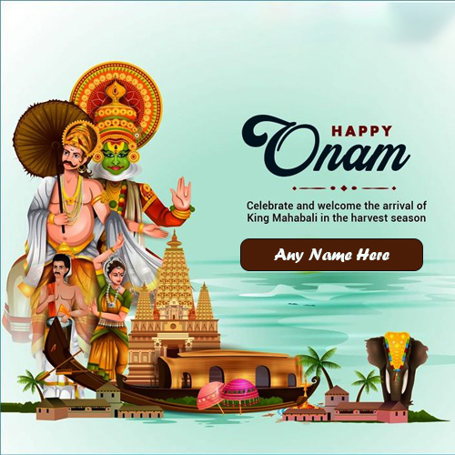 Happy Onam 2025 Greeting Card Images With Name In English