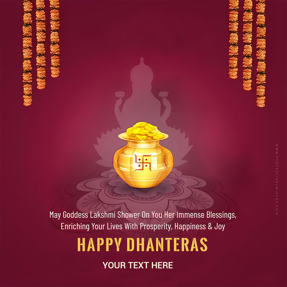 Wish You Happy Dhanteras 2025 Card Images With Name Editing