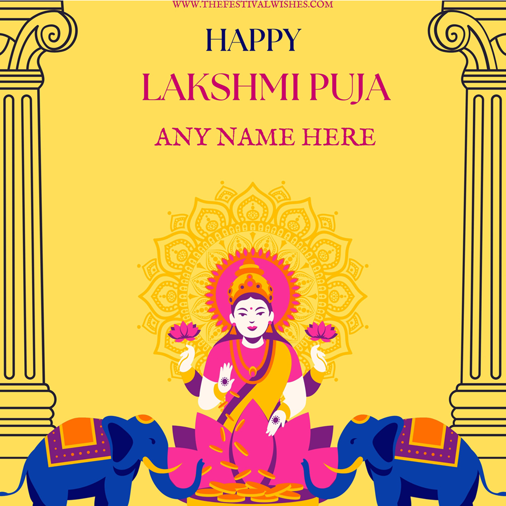 Create Goddess Laxmi Pujan 2025 Wishes Pics With Name