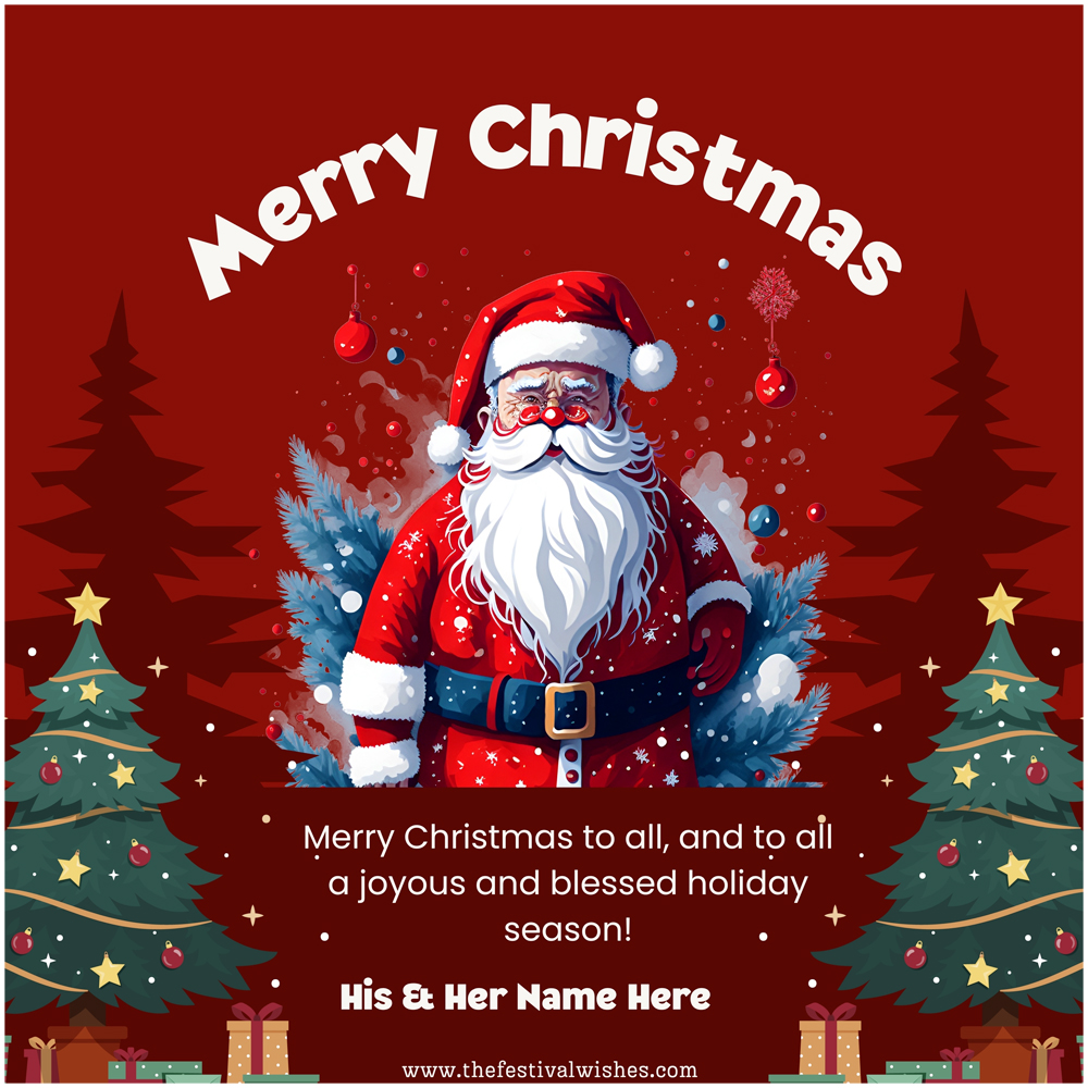 Free Merry Christmas Eve 2025 Greetings Card Editing With Name