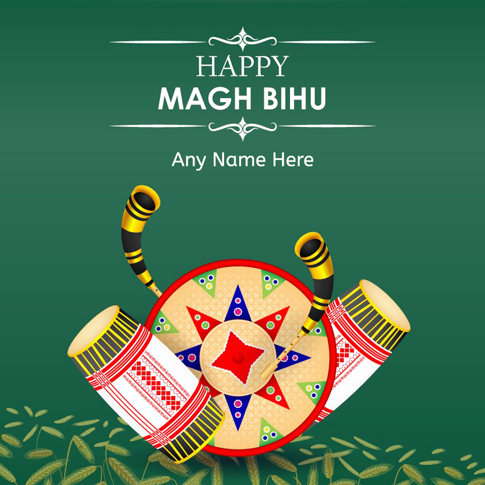 Write Name On Happy Magh Bihu 2025 Images In Assamese