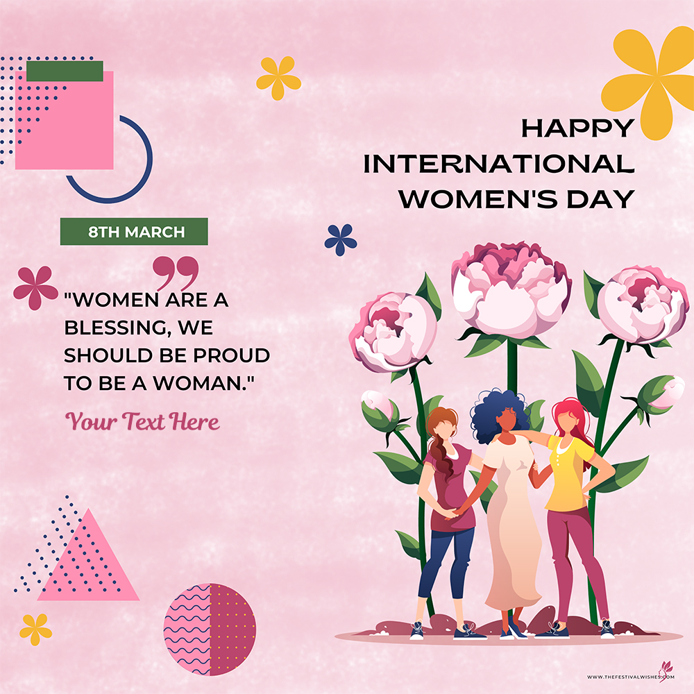 Free Printable Women's Day 2025 Card Templates Greeting Card With Name