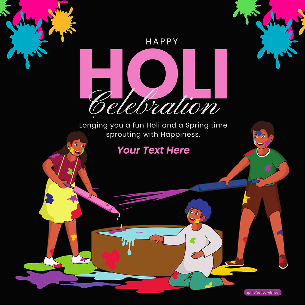 Free Online Happy Holi 2025 Card Design Maker With Name