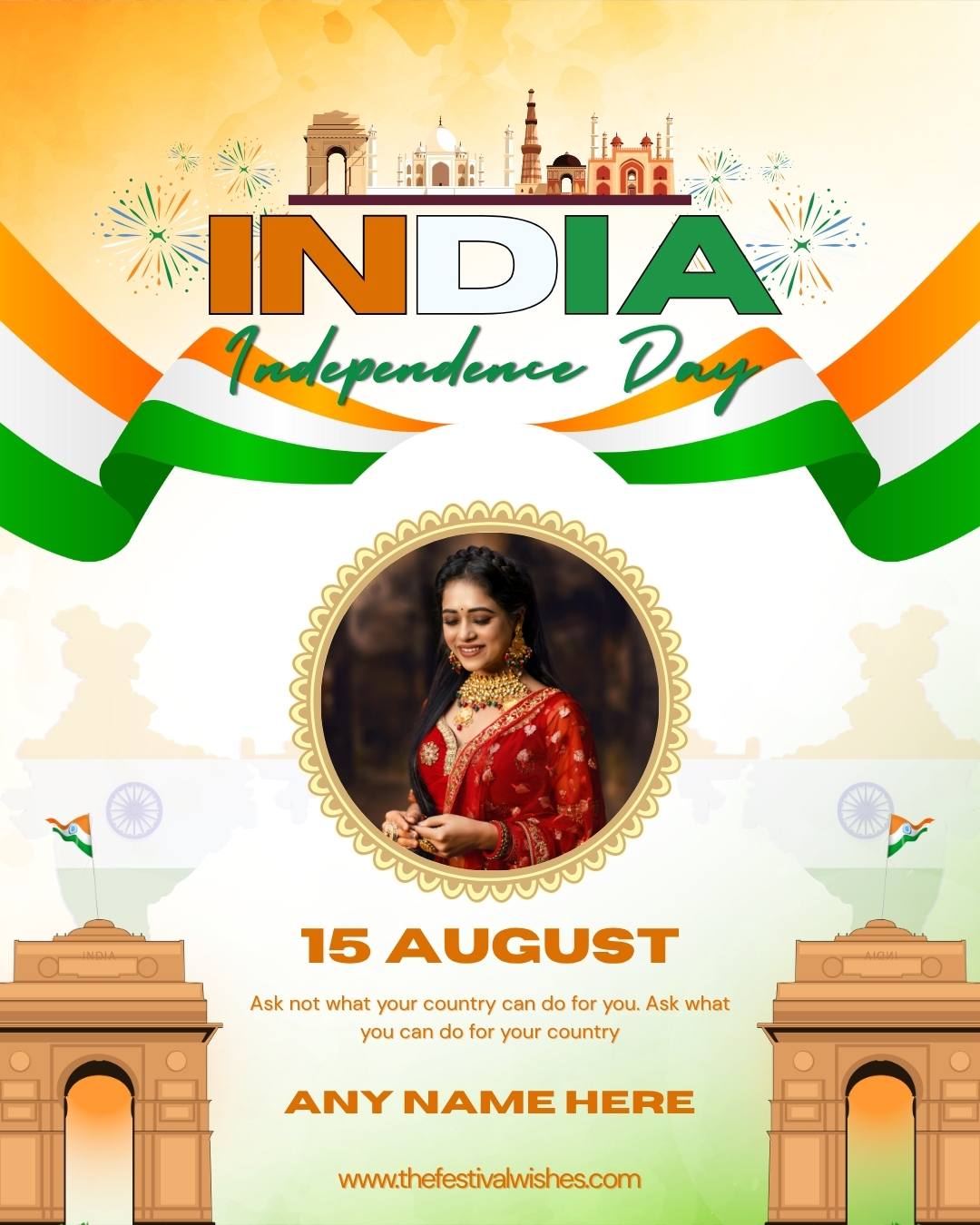 2025 India Independence Day Instagram Template With Photo And Name