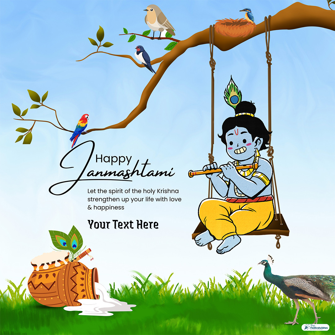 Free Krishna Janmashtami HD Greeting Images With Name Frame Maker