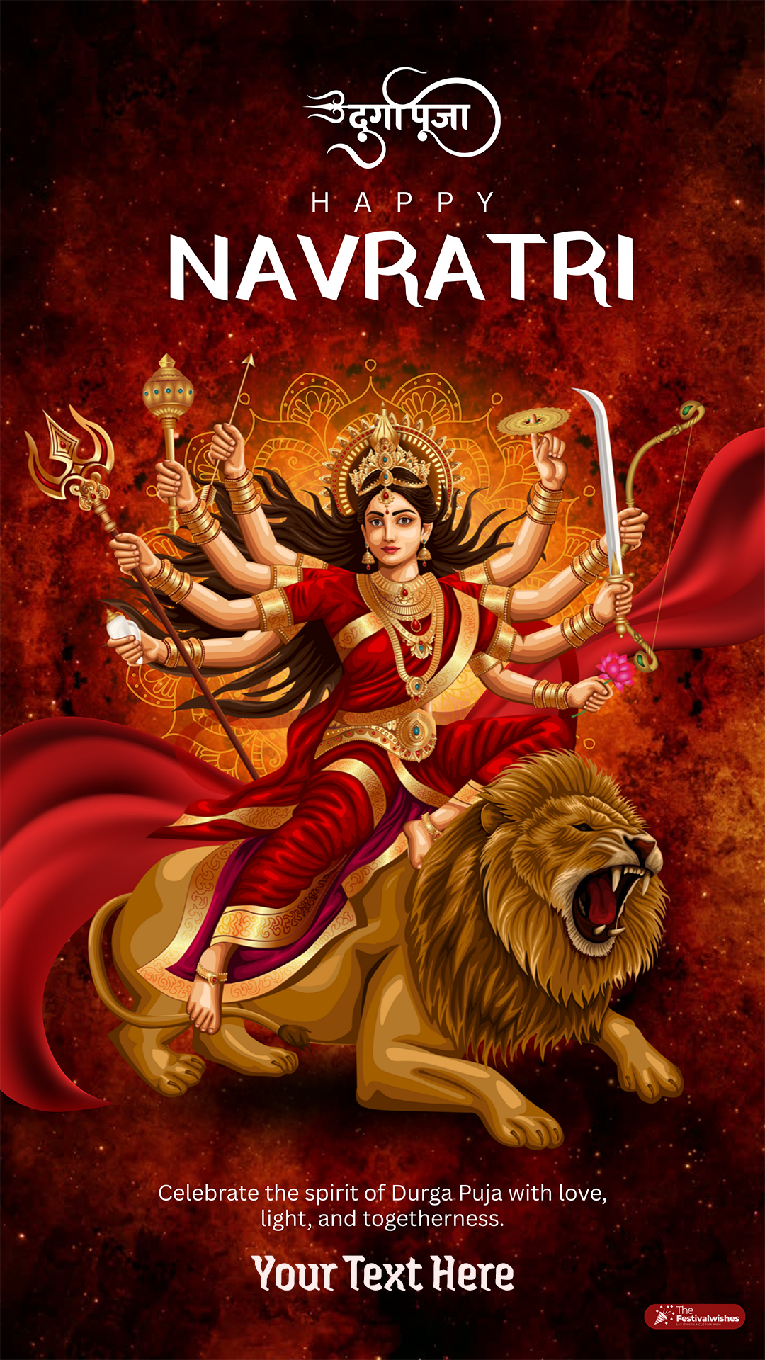 Free Durga Mata Navratri 2025 Greeting Card Images With Name