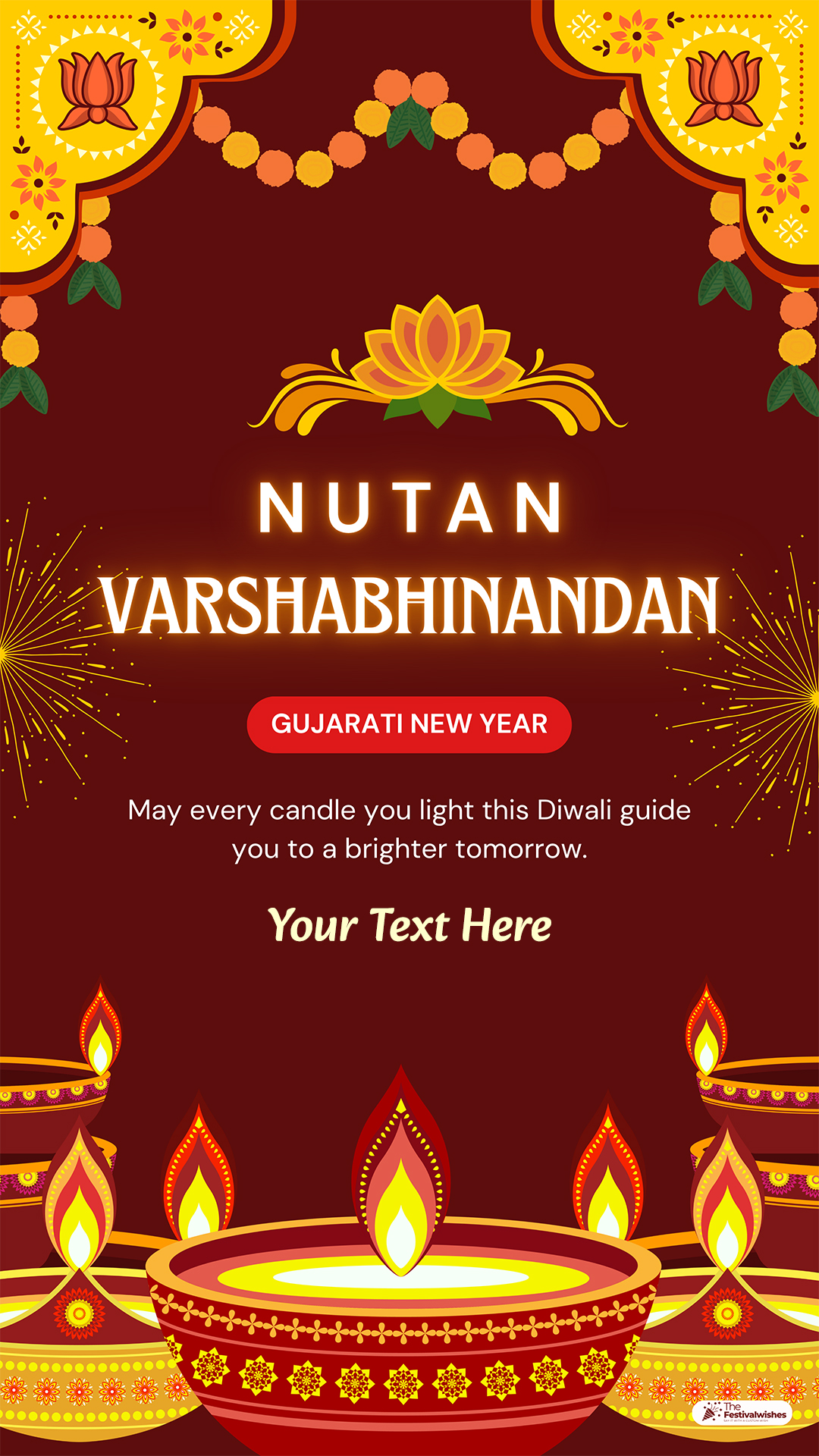 Nutan Varshabhinandan Gujarati New Year Instagram Status Card Creator With Name