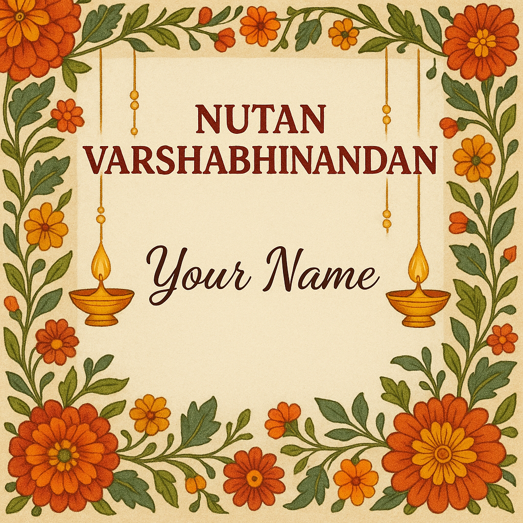 Gujarati New Year Nutan Varshabhinandan AI Images With Name
