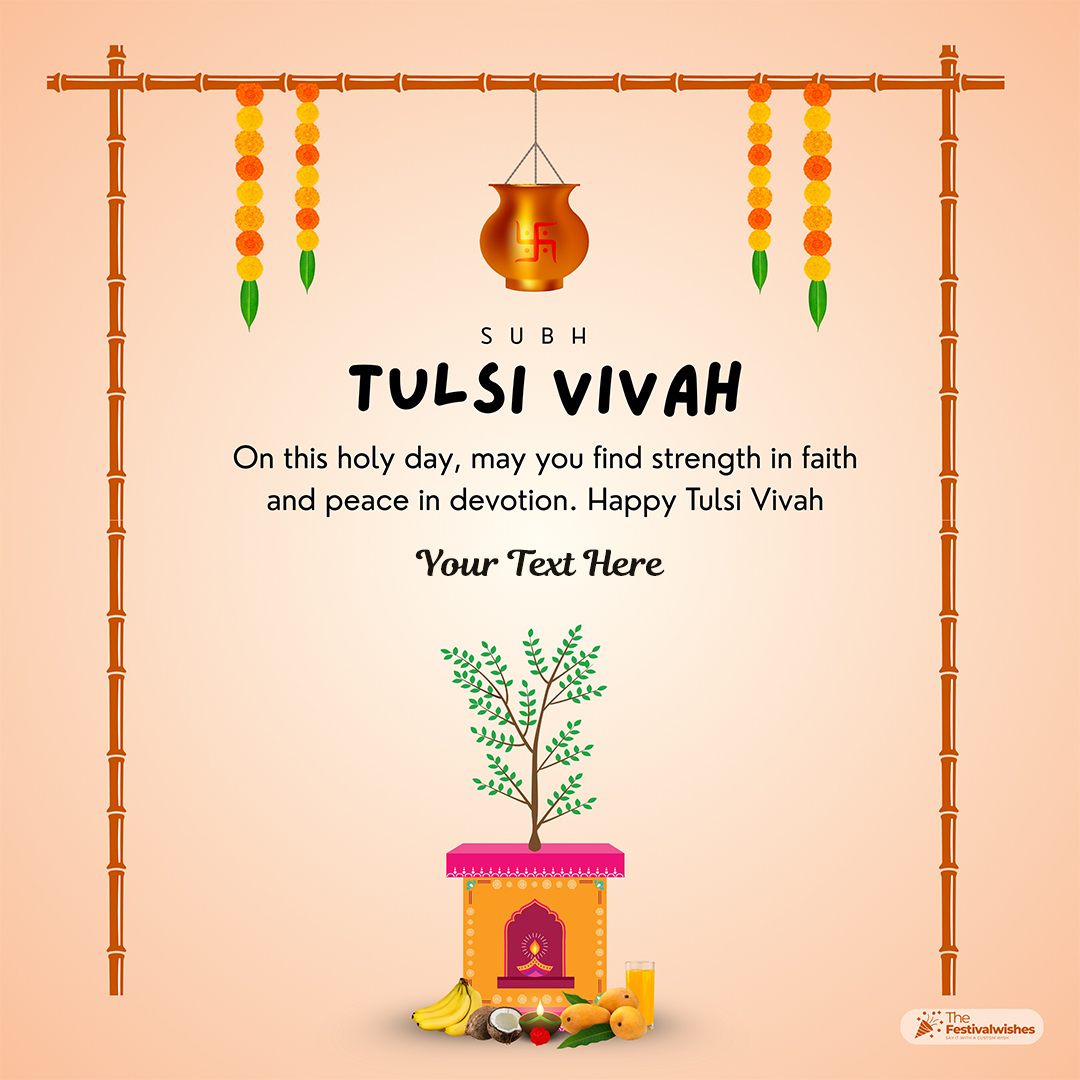 Happy Tulsi Vivah E-card Design With Name And Image