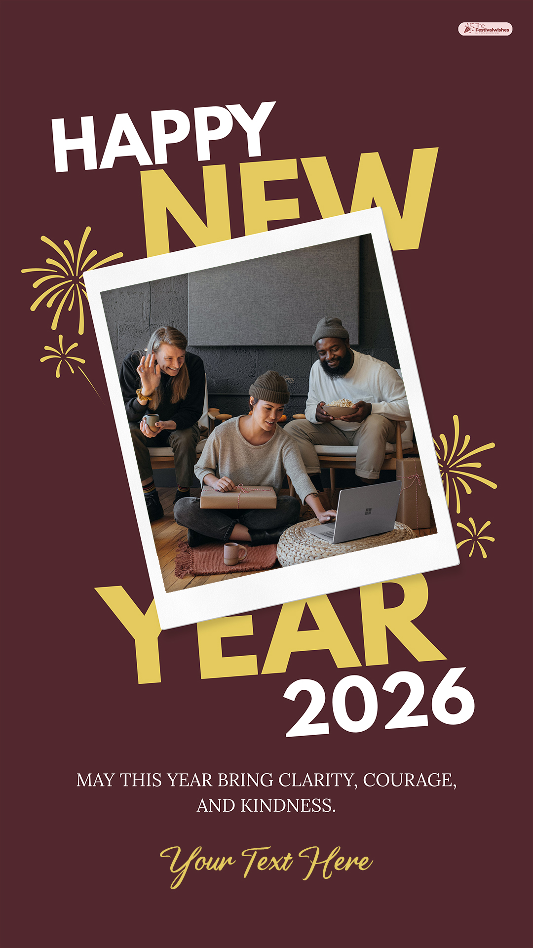 Happy New Year 2026 Photo Frame Template With Name