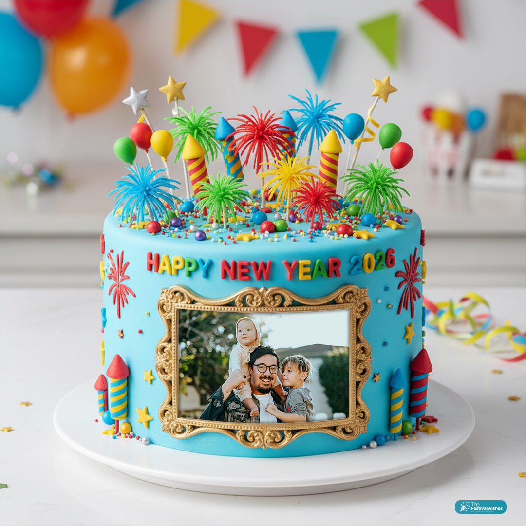 Happy New Year Cake Frame 2026 With Name And Photo