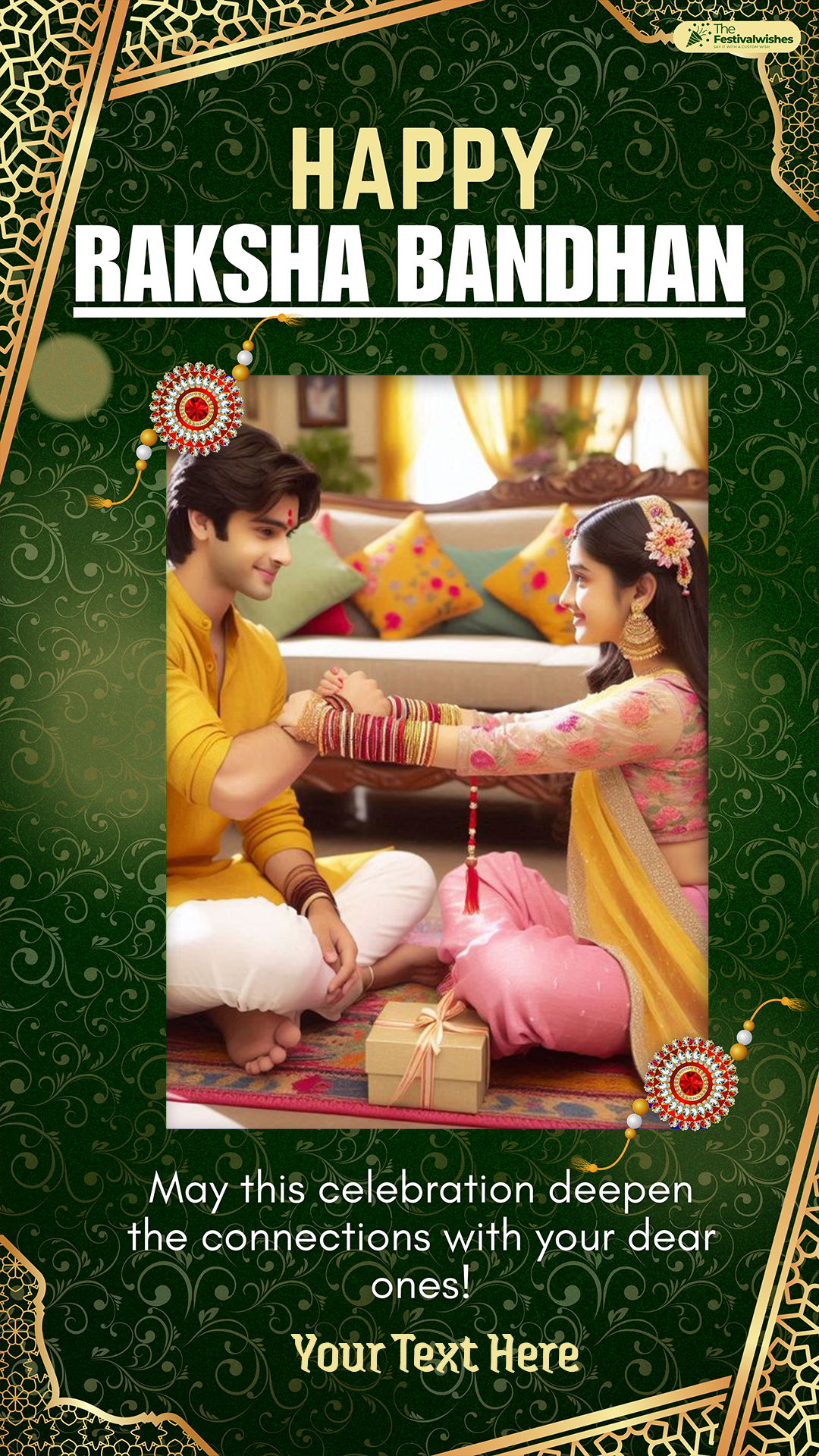 AI Happy Raksha Bandhan WhatsApp Status Frame With Name