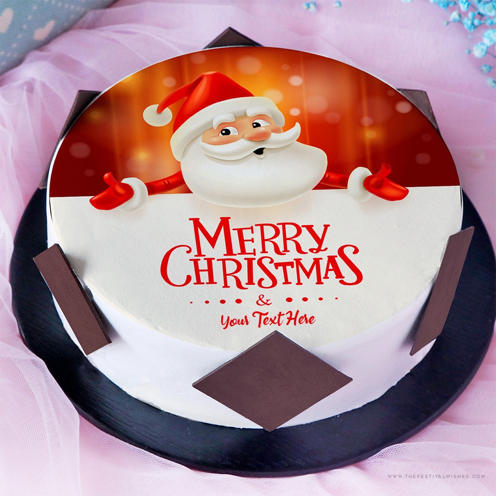 Create Name On Santa Claus Christmas Cake Design