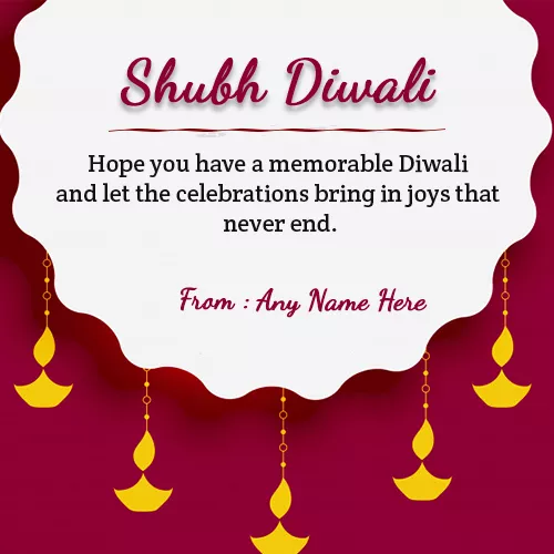 Shubh Diwali 2024 Sayings Message Card With Name