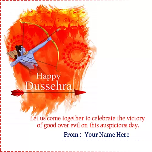 Write Name on Happy Dussehra Cards