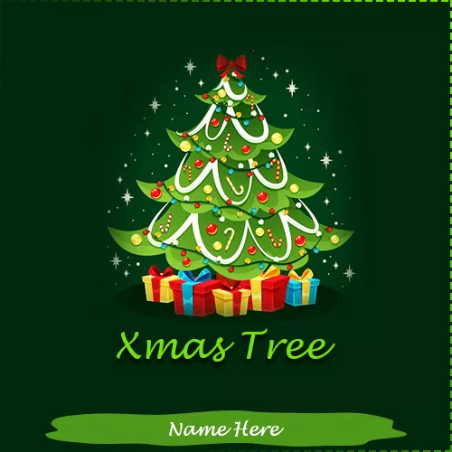 Merry Christmas Tree Xmas 2024 Cards With Own Name Edit