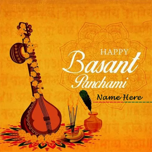 Write Name On Basant Panchami DP Whatsapp Image