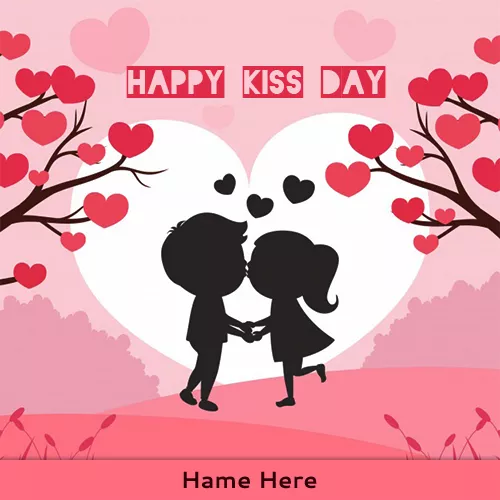 Happy Kiss Day 2023 Cartoon Pic With Love Name