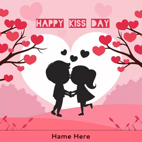 Happy Kiss Day 2024 Cartoon Pic With Love Name