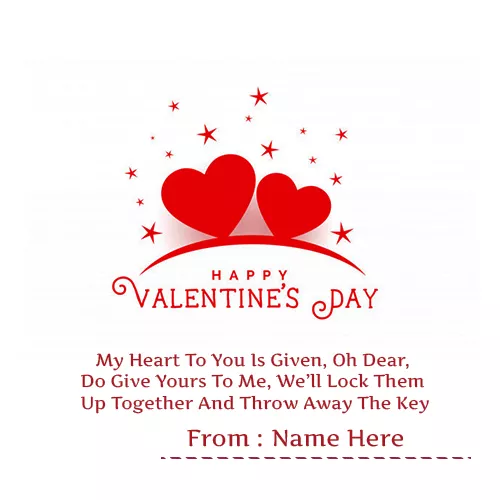 Happy Saint Valentine Day 2022 Greeting Card With Name