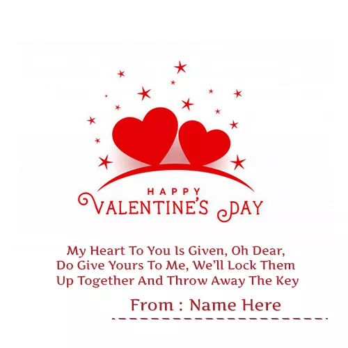 Happy Saint Valentine Day 2024 Greeting Card With Name