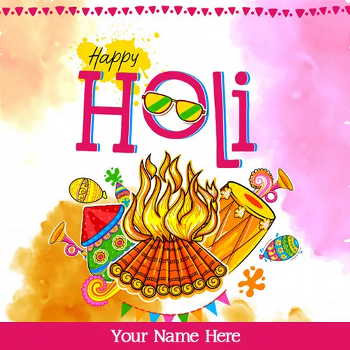 Happy Holi 2024 Festival Card With Name Edit