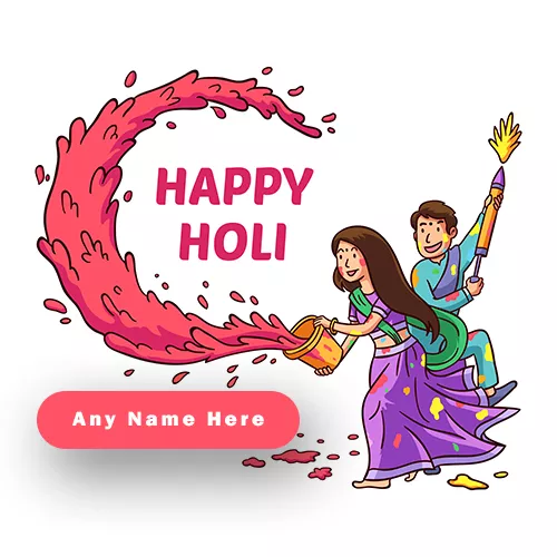 Celebrate Happy Holi with Love Couple Name Editor