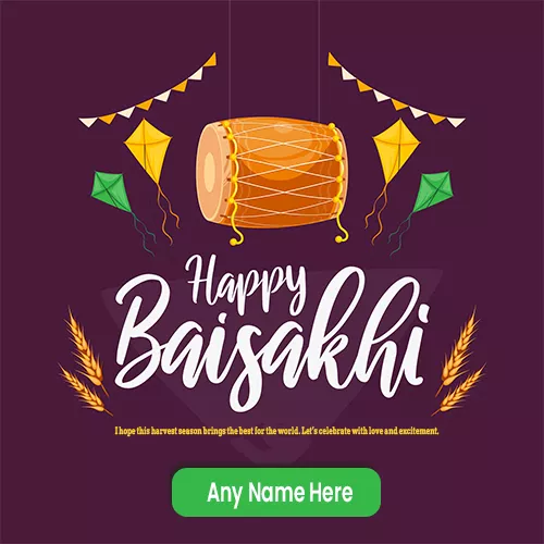 Happy Baisakhi 2024 Greeting Card With Name