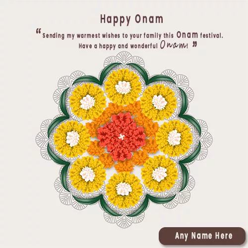 Happy Onam 2023 Wishes cards with name in english