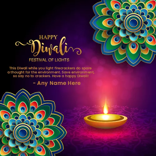 Creative Diwali Festival Greeting Card With Name