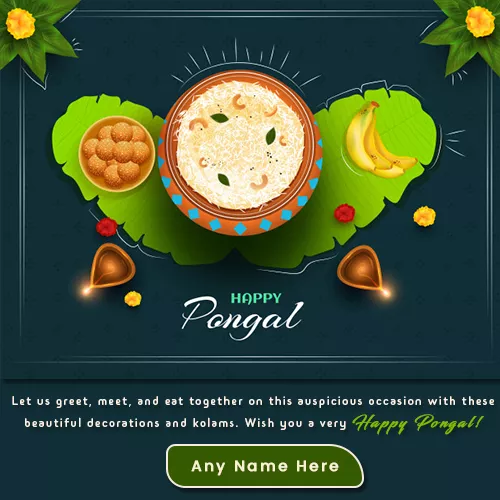 Happy Pongal 2024 Wishes Card With Name Edit