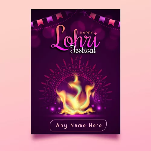 Write Name On Lohri 2024 Festival Wishes Picture