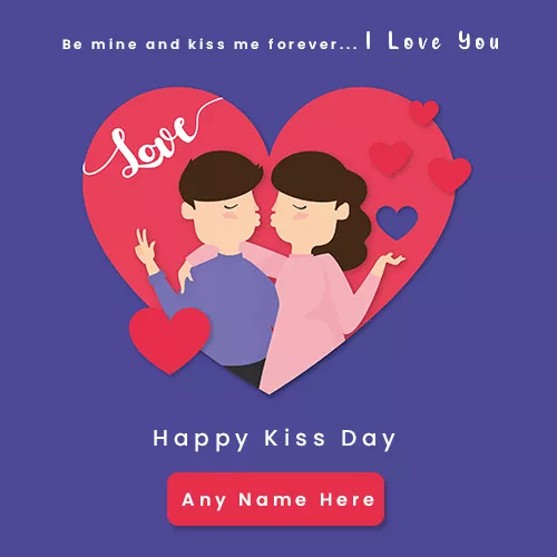 Happy Kiss Day 2023 Cartoon Pic With Love Name