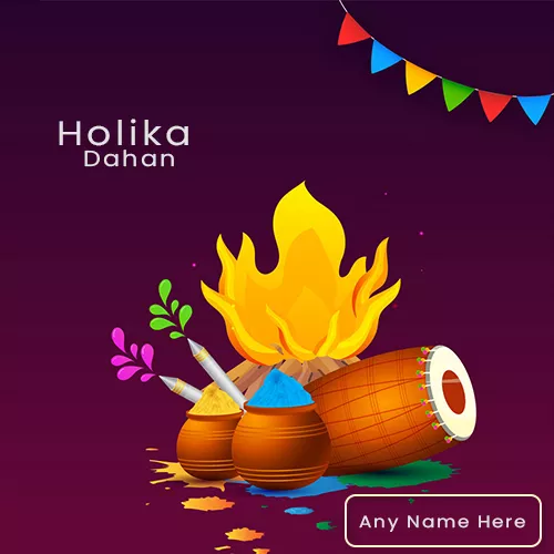 Create name on Happy Holika Dahan WhatsApp status