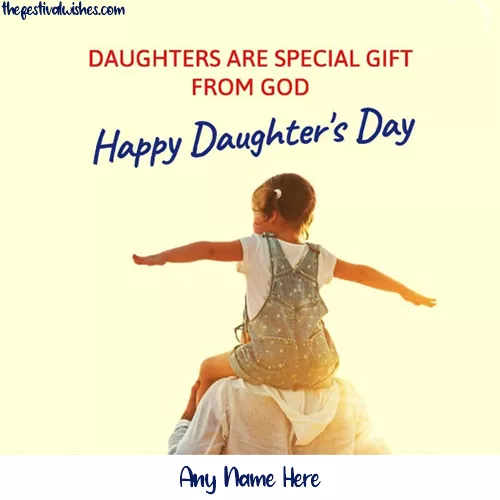 Happy National Daughters Day Wishes Greeting Card With Name Editing