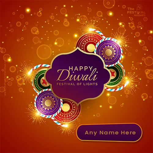 Write Name On Happy Diwali 2024 Crackers Images