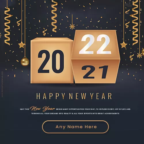 Happy New Year 2022 Greeting Card With Name And Photo Edit