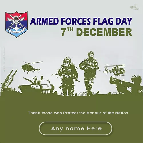 Armed Forces Flag Day of India wishes with Name