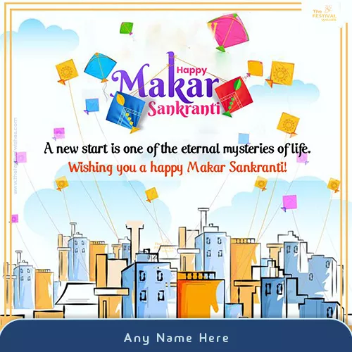 Uttarayan Makar Sankranti Kite Festival 2024 Card Pics With Name