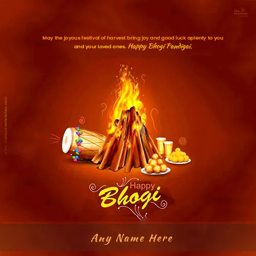 Happy Bhogi Pongal 2024 Card With Name Edit